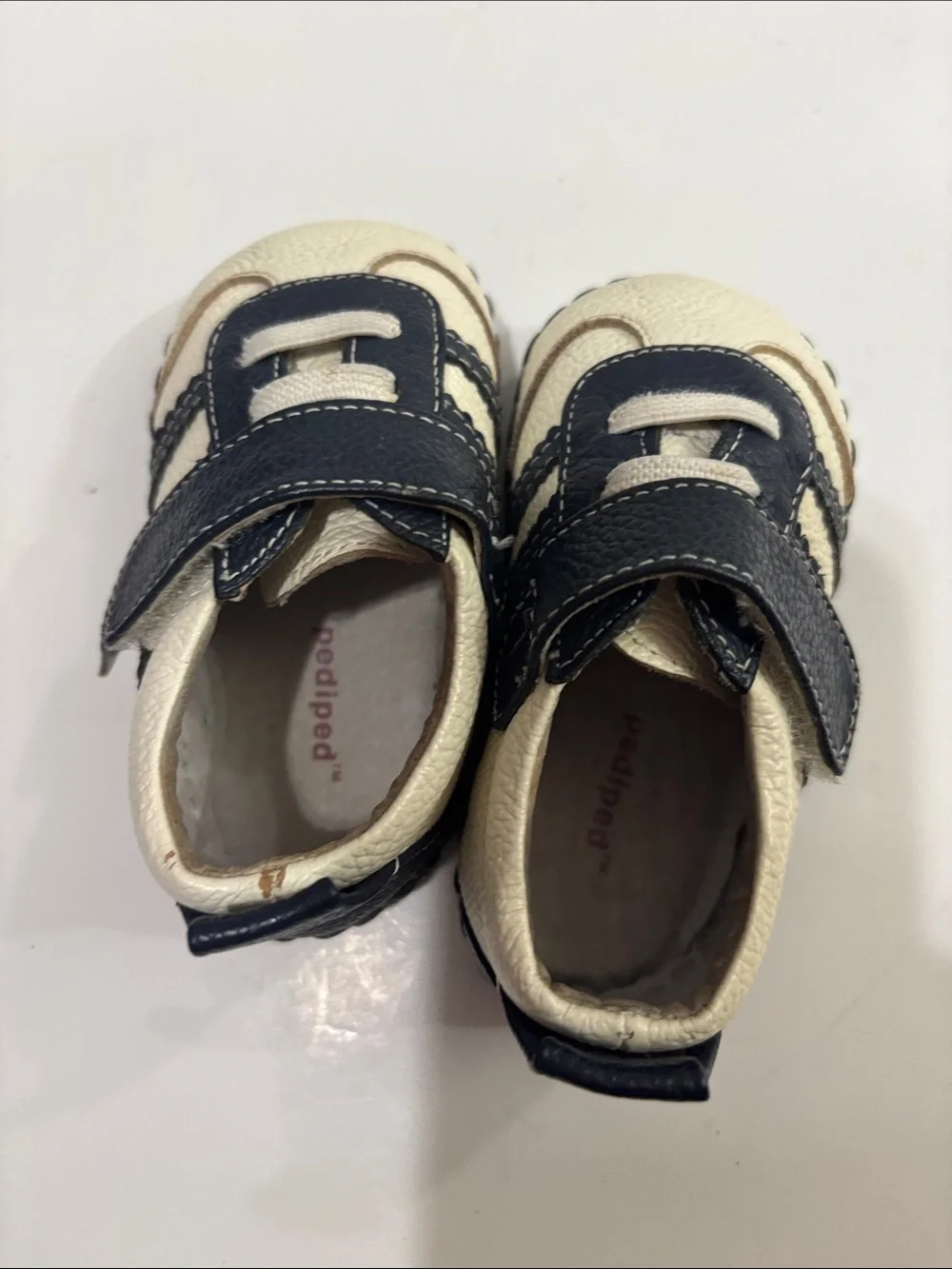 pediped Navy and White Baby Walker Sneakers